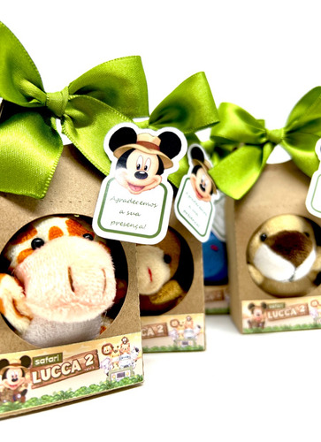 Lembrancinha Personalizada Mickey Safari Pelúcia 6cm 10 Kits