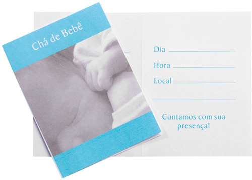 Convite Cha De Bebe Bebe Azul Peq Ct.c/10un C/10