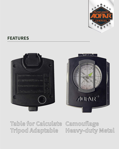 Military Compass, Af4580 Lensatic Sighting, Waterproof ...