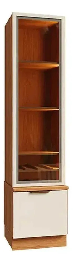 Cristaleira 2 Portas Fita Led Espelho Reflecta Noble Mdp/mdf Jequitiba/off White