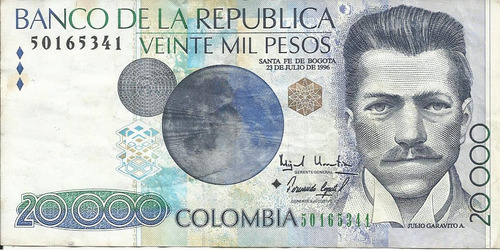 Colombia Reposición 20000 Pesos 23 Julio 1996 Empieza 50