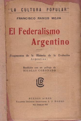 El Federalismo Argentino - Francisco Ramos Mejia