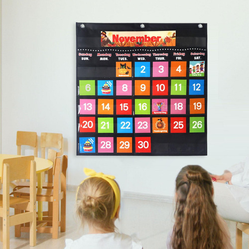 Calendario De Bolsillo Para El Aula, Gráfico De Negro
