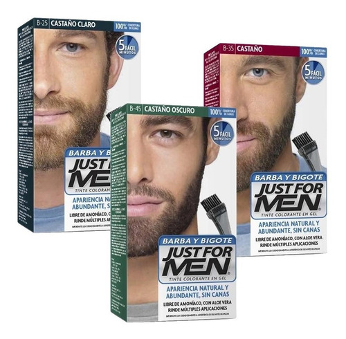 Just For Men Colorante Barba Y Bigote Cubre Canas Pack 3un