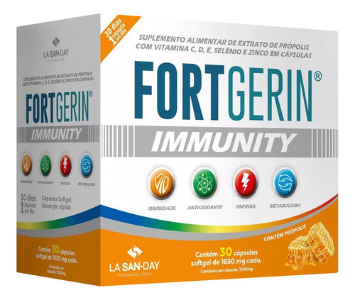 Suplemento Fortgerin Immunity 30 Cápsulas - La San Day Sabor Sem Sabor