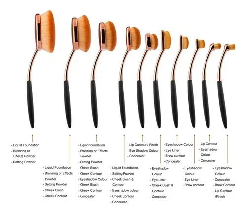 Yoseng Foundation - Juego De Brochas Ovaladas Para Corrector
