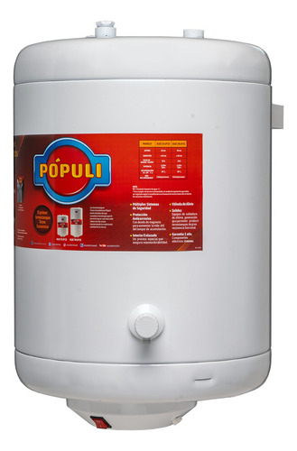 Termotanque Electrico Populi 53 49l C/inf Ecotermo Blanco
