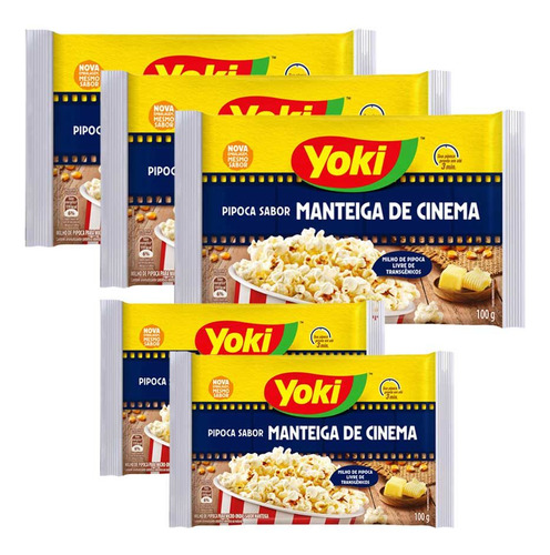 Kit 5 Pipoca De Microondas Manteiga De Cinema Yoki 100g