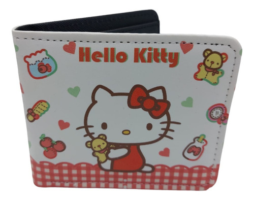 Billetera Hello Kitty Kawaii Blanca Y Rojo Moño