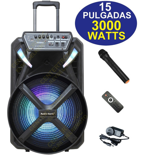 Imagen 2 de 10 de Parlante Karaoke Portátil 15'' Bluetooth Micrófono Inalámb.