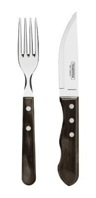 Set 12 Cuchillo + 12 Tenedor Tramontina Polywood Jumbo Asado