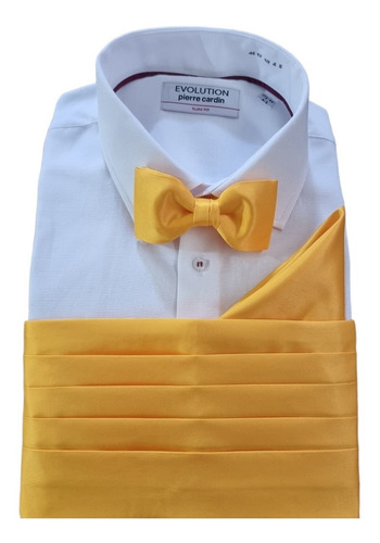 Fajilla Con Pañuelo Y Moño Adulto Ajustable Smoking 3 Piezas Amarillo