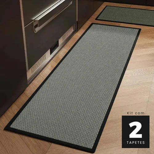 Kit 2 Tapetes Cozinha Antiderrapante Emborrachado Cor Fend 1.4 M 50 Cm Cj Tapete Passadeira Fend
