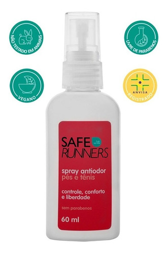 Safe Runners Spray Antiodor Para Pés Tenis Capacete Kimonos