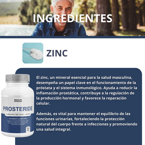Suplemento Prosteride 90 Cápsulas Prostata Salud Masculina