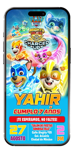 Invitación Digital Paw Patrol Mighty Pups Charged Up