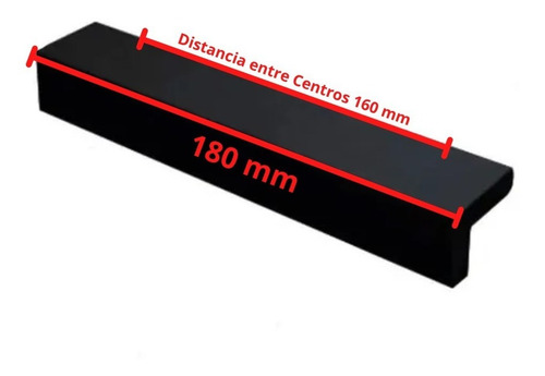 Imagen 2 de 8 de Manija Tirador Mueble Cocina Aluminio Negro Ma1.160 Emr