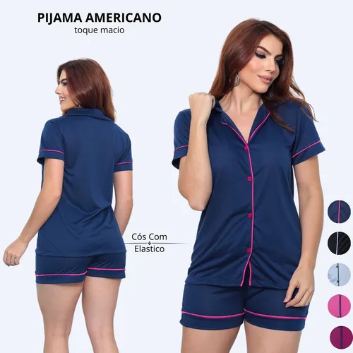 Pijama Confortavel Americano Liso Baby Doll Feminino Luxo