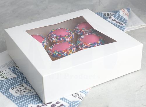 Hermosa Caja De Cartón De Color Blanco Para Reposterí...