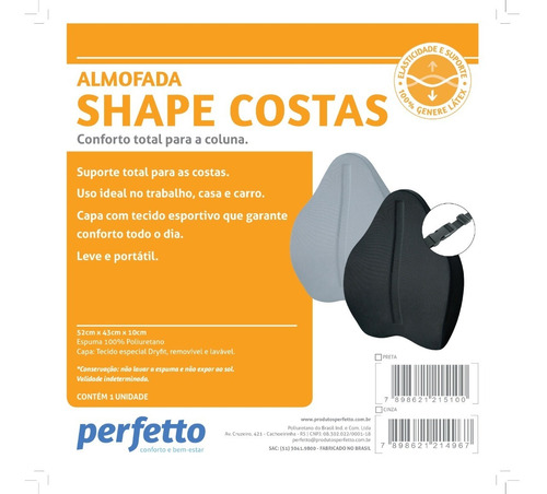 Almofada Shape Costas Preta