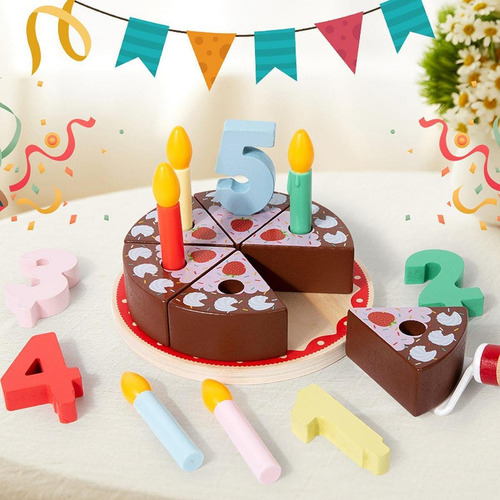Toy De Pastel De Cumpleaños De Madera Juguetes De Té De