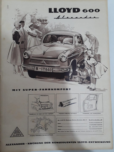 Propaganda Antiga Anúncio Carro Alexander Lloyd 600 Raro