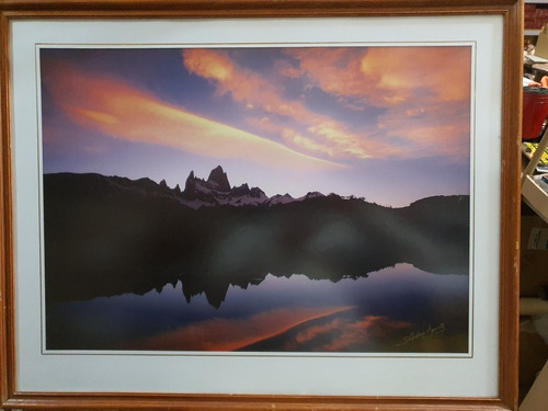  Cuadro  Foto Firmada Del Monte Fitz Roy Enmarcada-