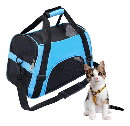 Bolso Transportador Para Perro Gato Liso Con Red