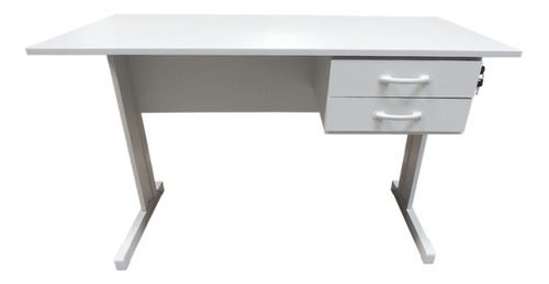 Escrivaninha Ultra Móveis Corporativo Mesa com 2 gavetas standard mdp de 120cm x 75cm x 60cm platina