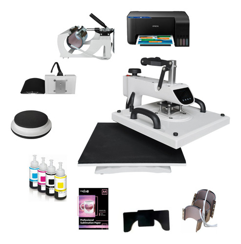 Maquina Estampar Sublimar 11en1 38x38+ Epson A4 Tazas Textil Color Blanco