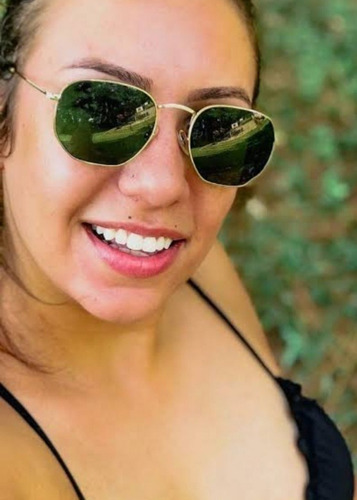 Óculos De Sol Hexagonal Dourado Verde G15 Unissex Moda Praia