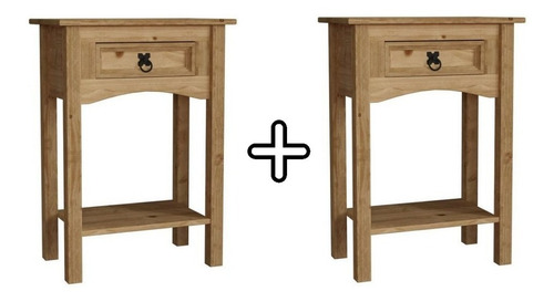 Imagen 1 de 2 de Mesa De Luz Sommier X2 Auxiliar Linea Mexicana Madera Maciza