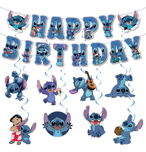 ~? Stitch Decoraciones De Cumpleaños Stitch Happy Birthday B
