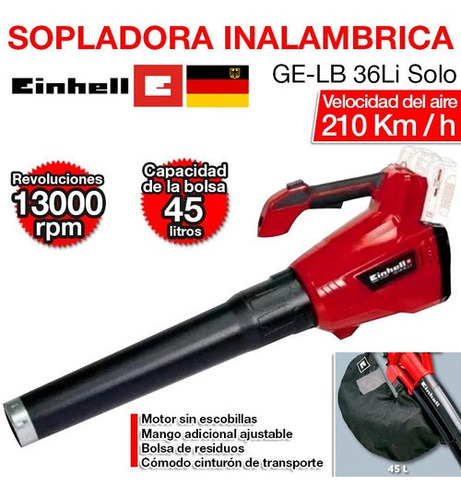 Sopladora De Hojas Inalambrica Einhell Ge-lb 36 Li E - Solo