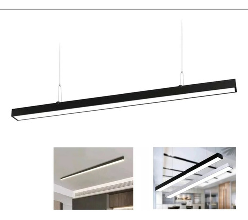 Lampara Colgante Lineal 120cm 24w Colgante /sobrepuesta Estructura Negro Luz Neutra