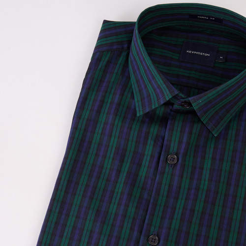 Camisa Hombre Kevingston York Escocesa Poplin Azul-verde