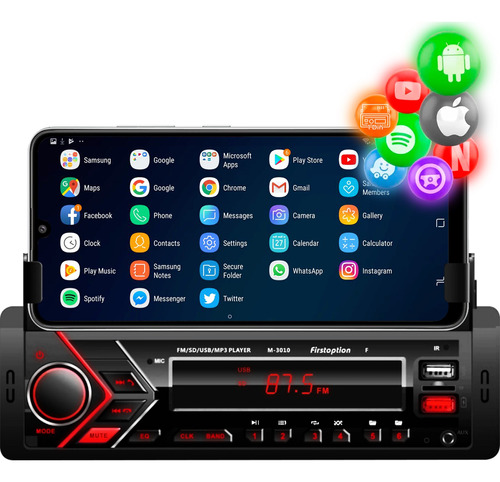 Auto Rádio Mp3 Som Automotivo Suporte De Celular Bluetooth