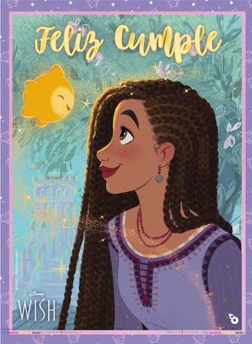 Afiche Wish Asha Deseo Cumple Cartel Deco Disney Original