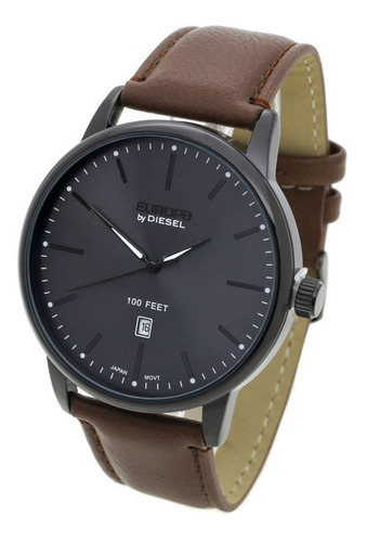 Reloj Europa By Diesel Hombre 4012 - Cuero Acero Wr30 Fecha