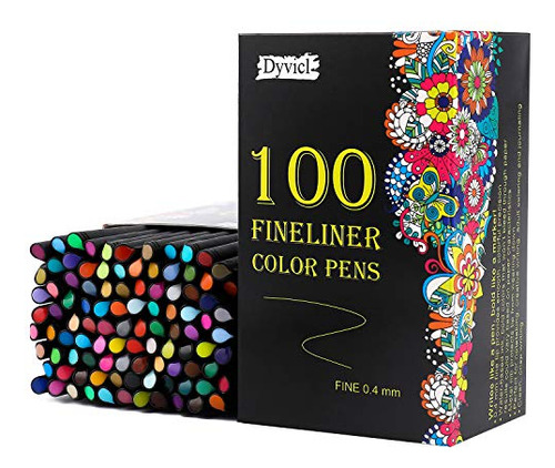 Dyvicl Fineliner Bolígrafos De Punta Fina, 100 Colores Juego