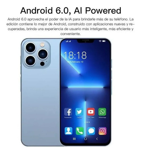 Android Celulares I13 Pro Max 6.1 Pulgadas Barato Ram1gb Rom16gb Azul