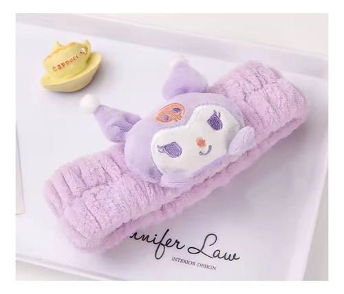 Diadema De Maquillaje Mas Láminas Jabón Kuromi Pompompurin Lila Kuromi