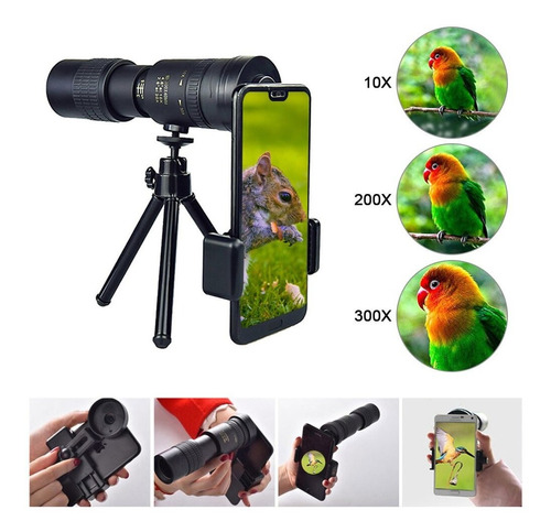 Super Teleobjetivo Zoom Monocular 4k 10-300x40mm