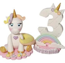 Comprar Adorno Torta Unicornio Número Tematico Porcelana Fria