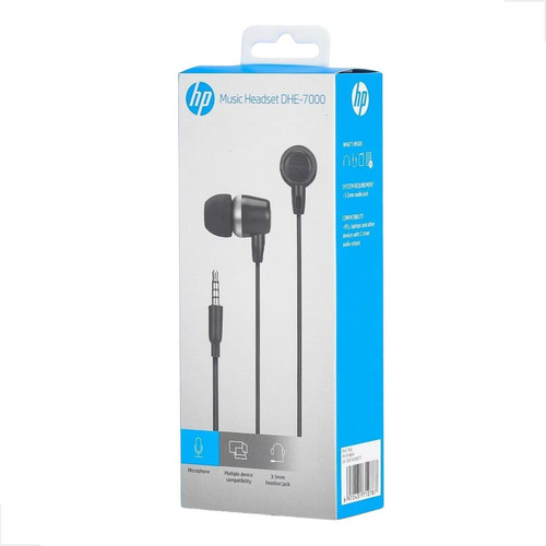Fone Hp Preto P2 Intra Auricular C/microfone Dhe-7000 Preto