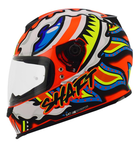 Casco Para Moto Sh502 Deidad Azul Mate Verde Talla Xl Shaft Color Naranja