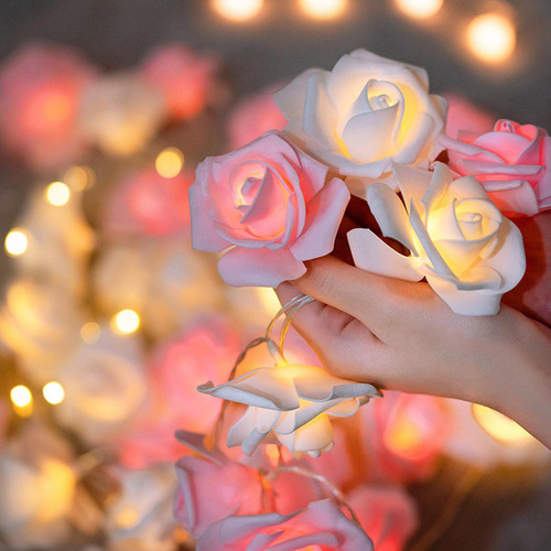 Luces De Hadas De Flores Rosas, 20 Led, Luces De Flores