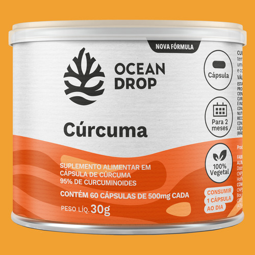 Curcuma 500mg Com Oleo De Linhaça 60 Caps Ocean Drop Lata
