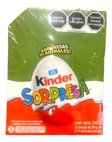 Kinder Sorpresa Paquete Con 12 Piezas Relleno Chocolate 