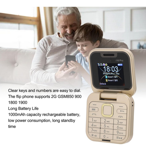 Teléfono Celular Con Tapa 2g Con Pantallas Duales, Botones Grandes, Linterna Led, Cámara Hd, Para Personas Mayores